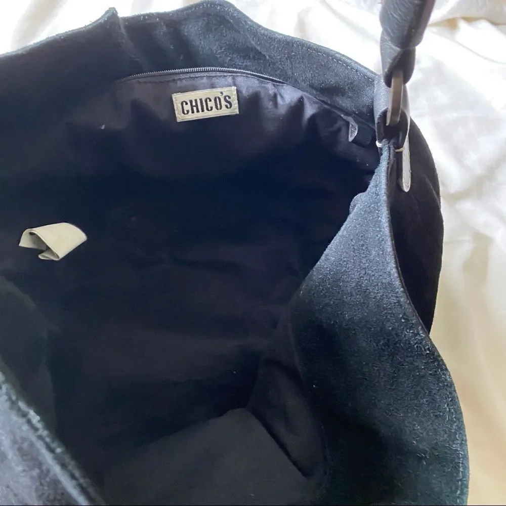 CHICO’S boho black suede leather hobo bag